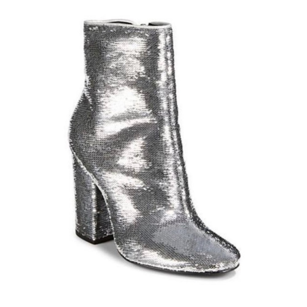 Kendall & Kylie silver sequin ankle booties